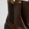Milah Brown Leather Chelsea Boots For Women