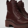 Milah Burgundy Lace-up Boots For Women