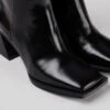 Karole Black Leather Boots For Women