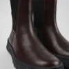 Ground MICHELIN Burgundy Leather Ankle Boots For Women