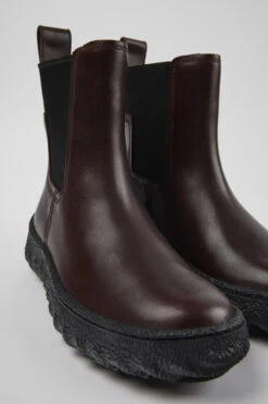 Ground MICHELIN Burgundy Leather Ankle Boots For Women