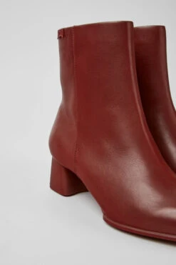 Katie Burgundy Leather Ankle Boots