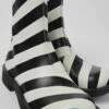 MIL 1978 Black And White Leather Ankle Boots For Women
