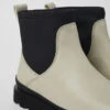 Brutus White Leather Ankle Boots For Women