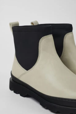 Brutus White Leather Ankle Boots For Women