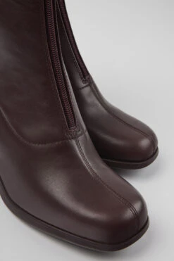 Kiara Burgundy Leather And Recycled PET Boots For Women