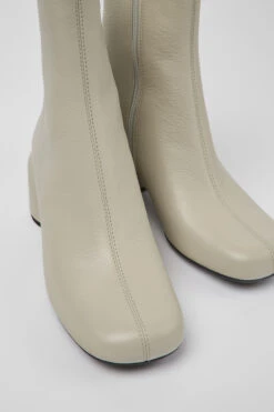Niki Gray Leather Boots For Women