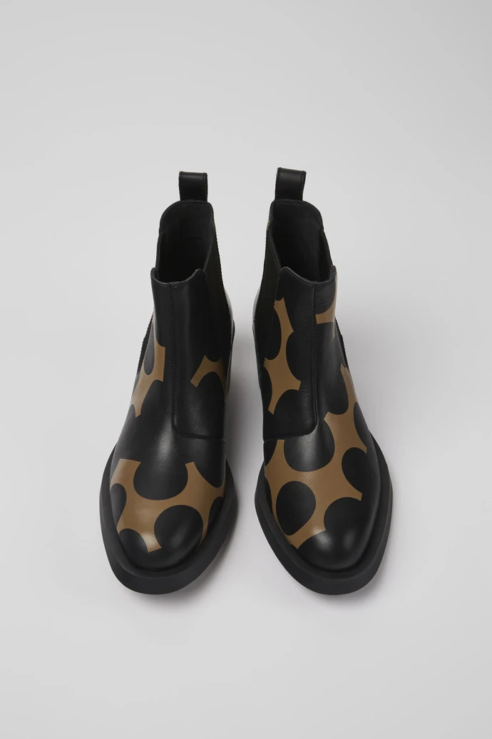 Twins Black And Brown Leather Ankle Boots For Women - Image 4