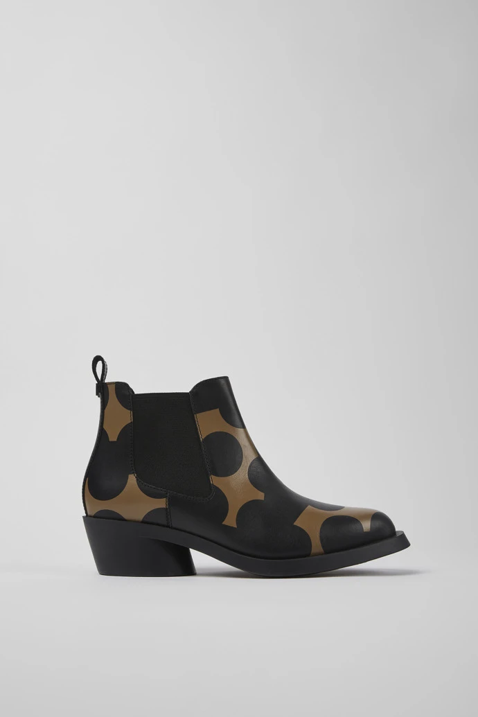 Twins Black And Brown Leather Ankle Boots For Women - Image 2