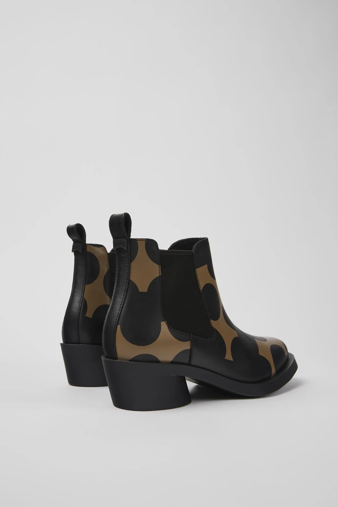 Twins Black And Brown Leather Ankle Boots For Women - Image 3