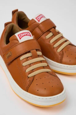 Runner Brown Leather Sneakers For Kids