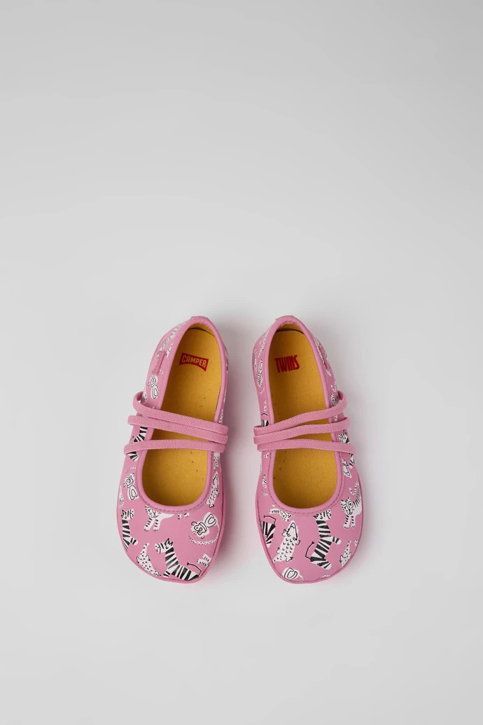 Twins Pink Leather Ballerinas For Kids - Image 4