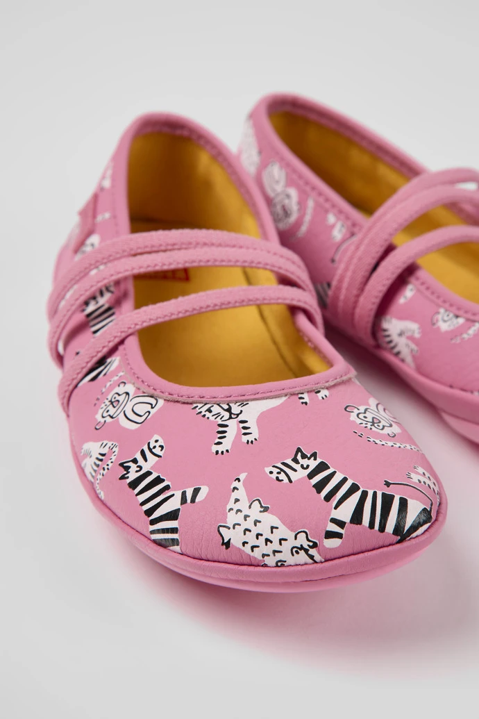 Twins Pink Leather Ballerinas For Kids