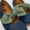 Right Blue And Green Leather Ballerinas For Kids