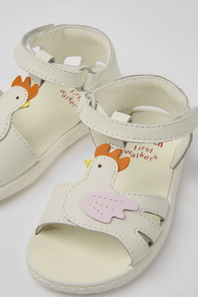 Miko White, Pink, And Yellow Leather Sandals