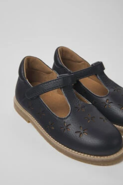 Savina Navy Blue Leather Shoes For Kids