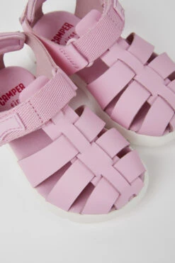 Oruga Pink Leather And Textile Sandals
