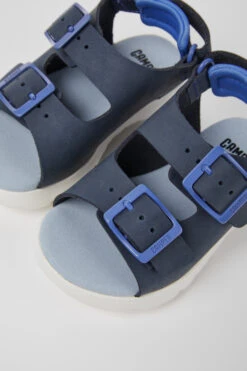 Oruga Blue Leather Sandals For Kids