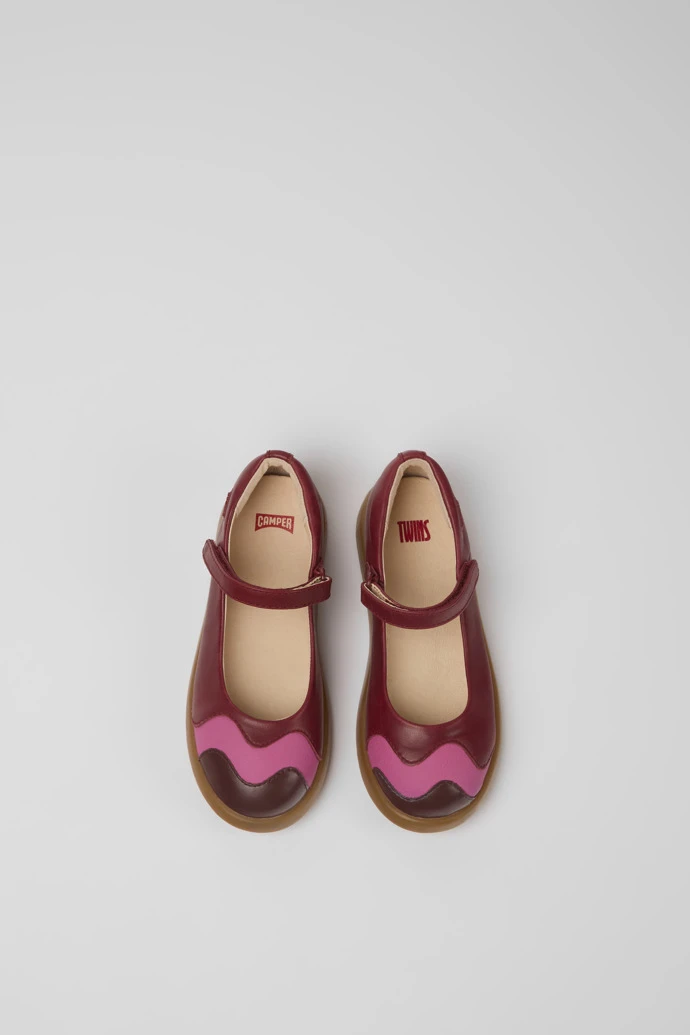 Twins Burgundy And Pink Leather Mary Jane Flats - Image 4