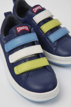 Twins Blue Leather Sneakers For Kids