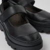 Brutus Black Leather Mary Jane Shoes For Kids