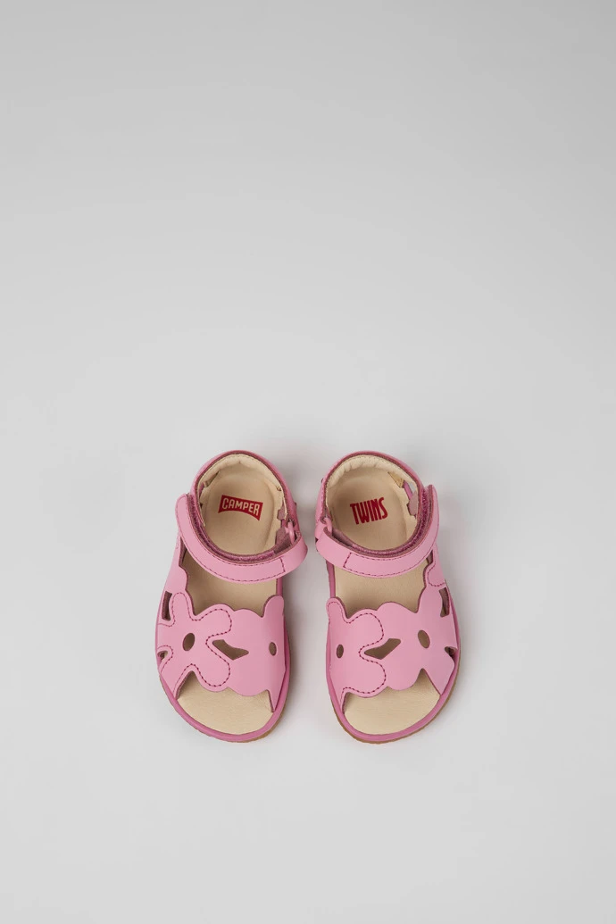 Twins Pink Leather Sandals For Kids - Image 4