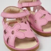Twins Pink Leather Sandals For Kids