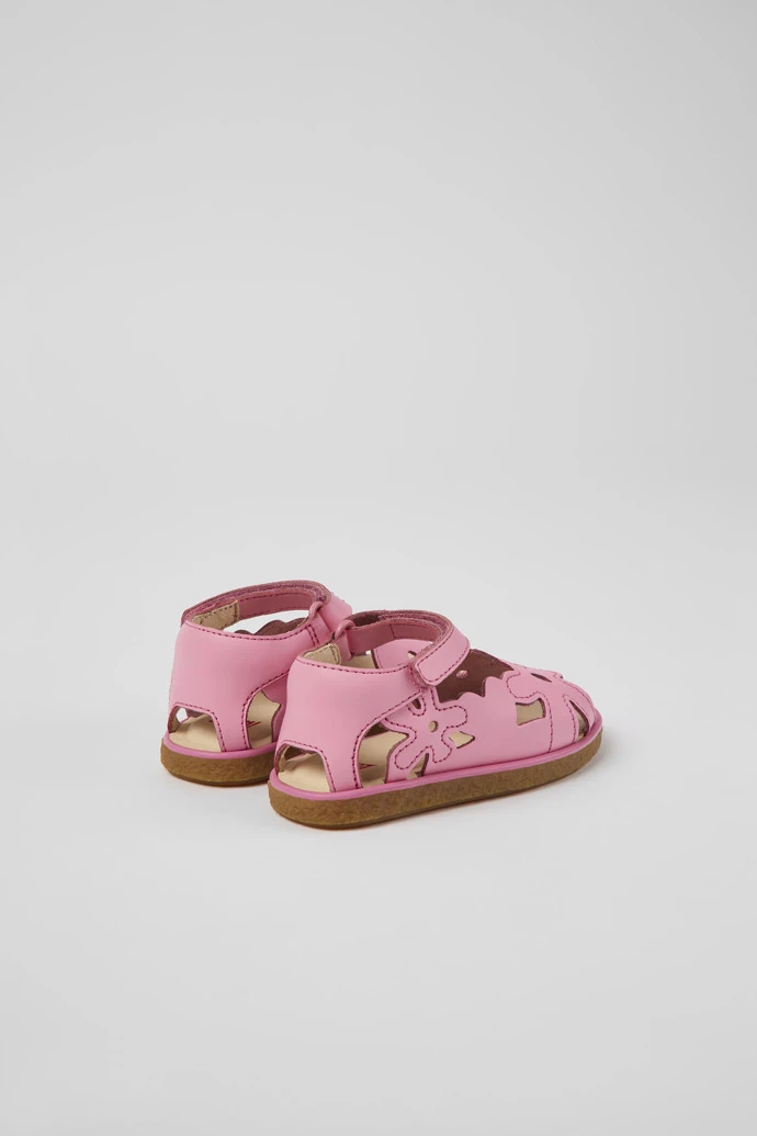 Twins Pink Leather Sandals For Kids - Image 3