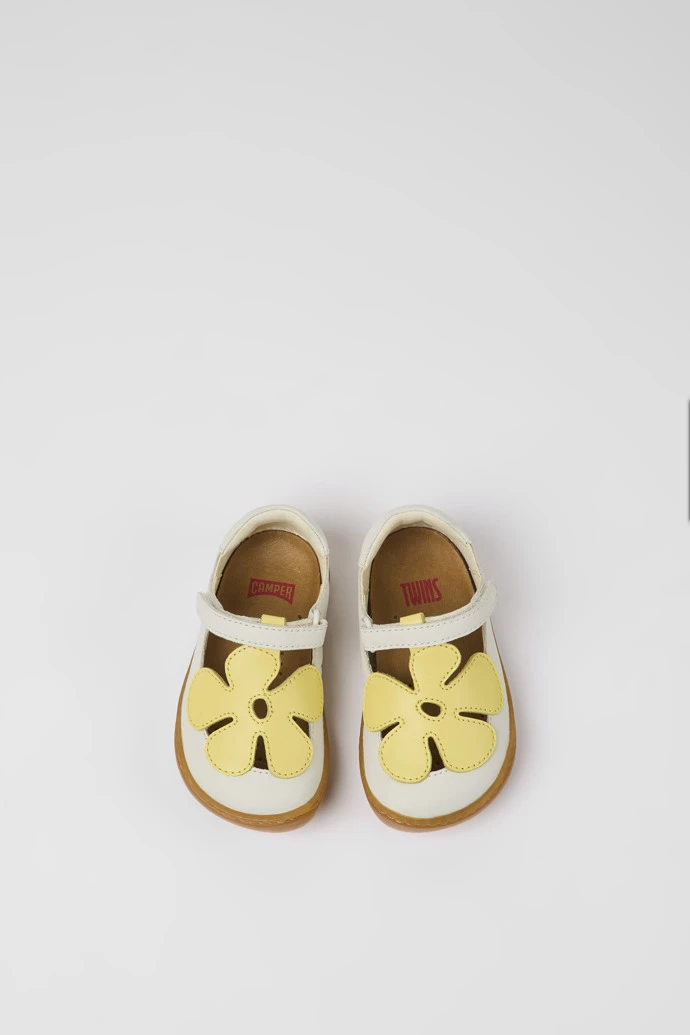 Twins White And Yellow Leather Shoes For Kids - Image 4