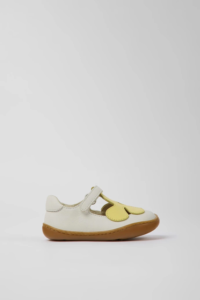 Twins White And Yellow Leather Shoes For Kids - Image 2
