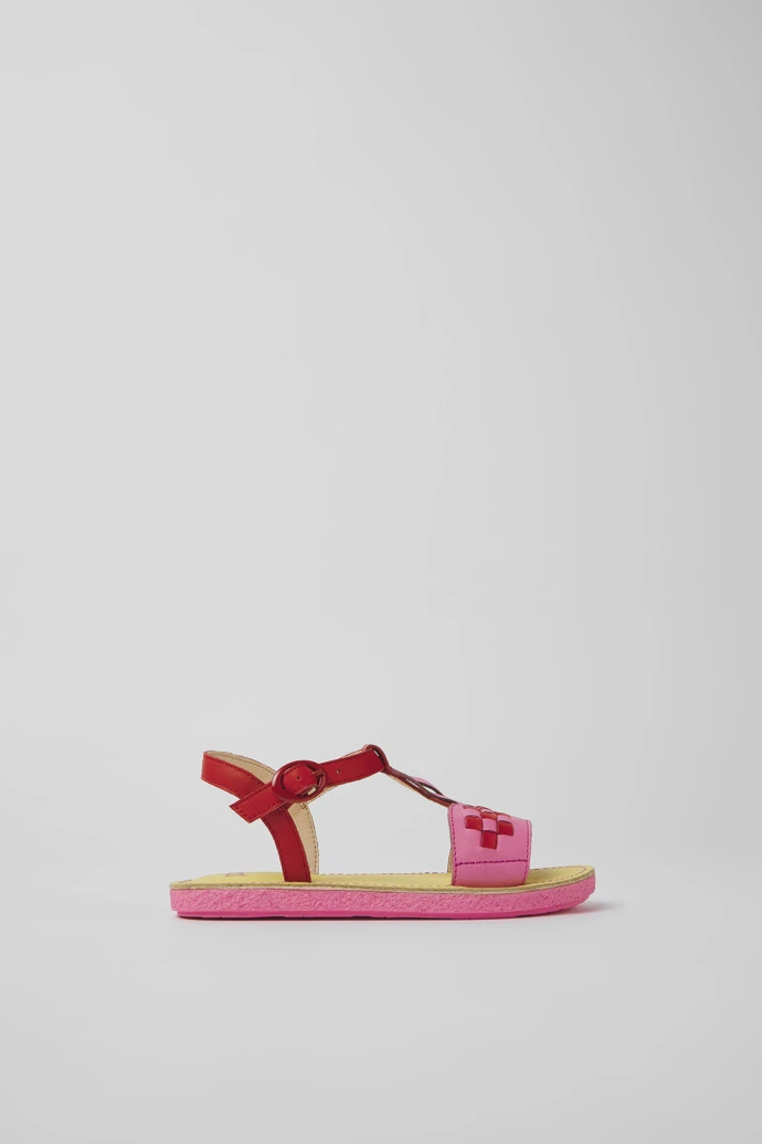Twins Red And Pink Leather Sandals For Kids - Image 2