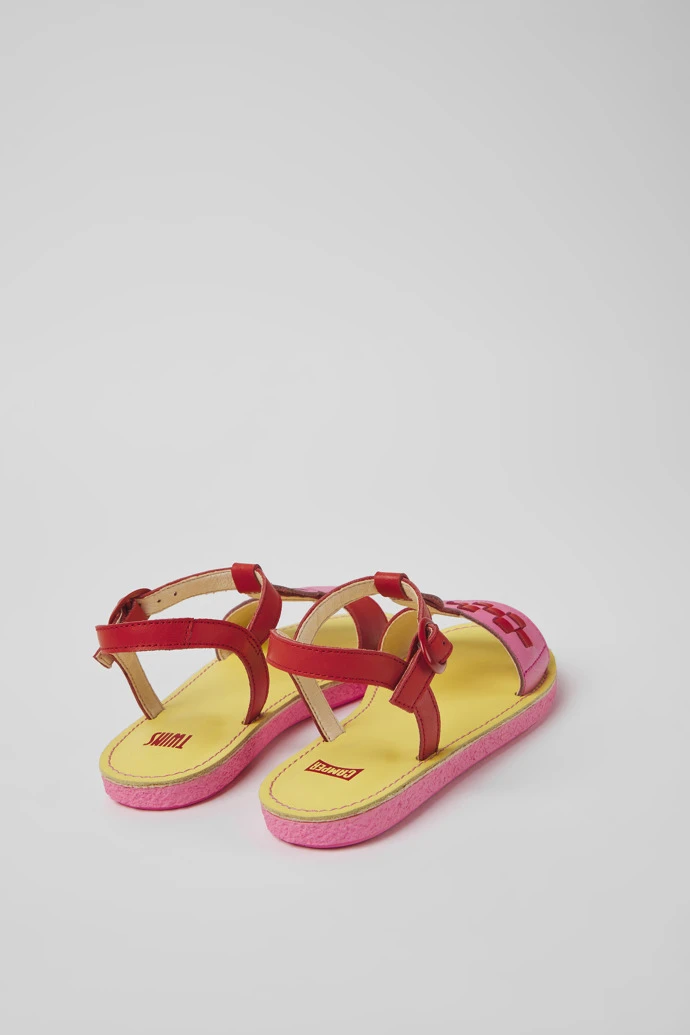 Twins Red And Pink Leather Sandals For Kids - Image 3