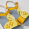 Twins Yellow And Orange Leather Sandals For Kids