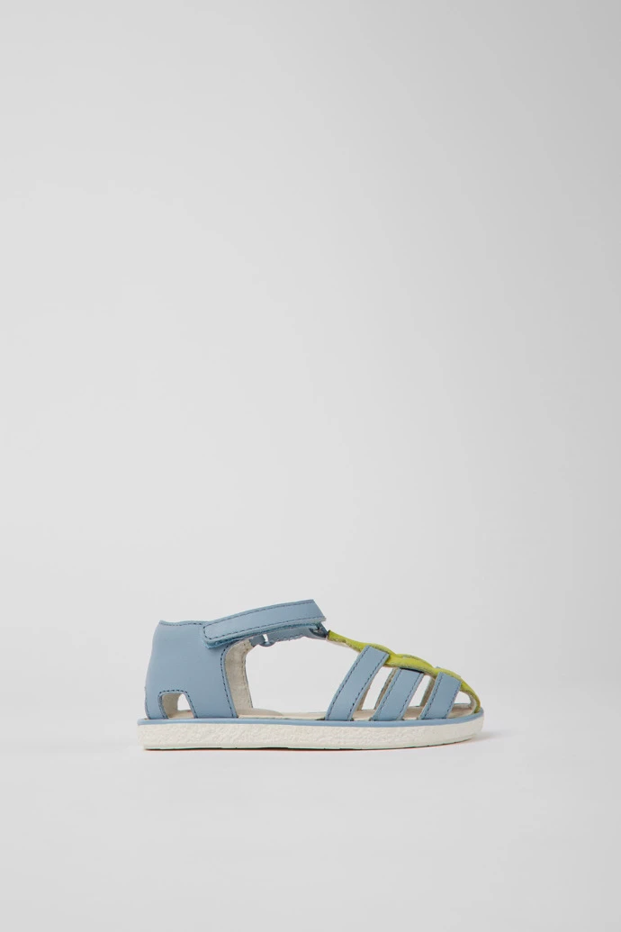 Miko Blue And Green Leather Sandals For Kids - Image 2