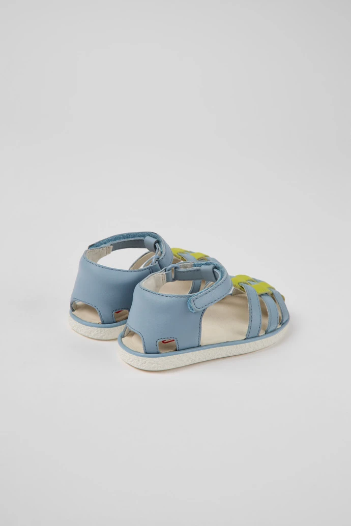 Miko Blue And Green Leather Sandals For Kids - Image 3
