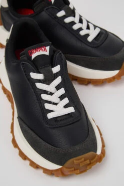 Drift Trail Black Leather And Nubuck Sneakers For Kids