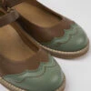 Twins Brown And Green Leather Ballerinas For Kids