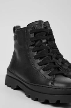 Brutus Black Leather Ankle Boots For Kids