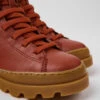 Brutus Red Leather Ankle Boots For Kids