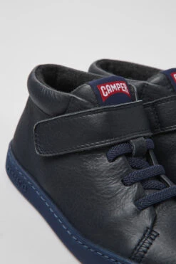 Peu Touring Blue Leather Ankle Boots For Kids