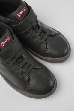 Peu Touring Gray Leather Ankle Boots For Kids