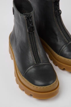 Brutus Black Leather Zip-up Boots