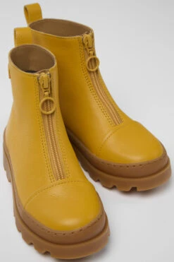 Brutus Yellow Leather Zip-up Boots