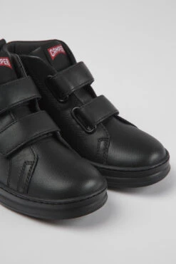 Runner Black Leather And Textile Ankle Boots For Kids