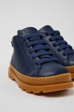 Brutus Blue Leather Ankle Boots For Kids