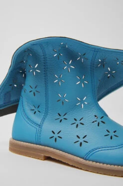 Savina Blue Leather Boots For Kids