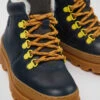 Brutus Navy Blue Leather And Nubuck Ankle Boots For Kids