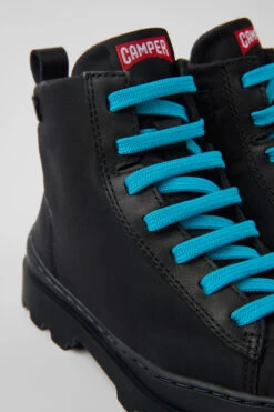 Brutus Black Textile And Leather Ankle Boots For Kids