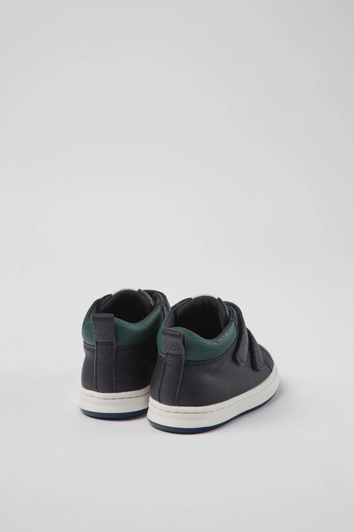 Runner Navy Blue Leather Sneakers For Kids - Image 3