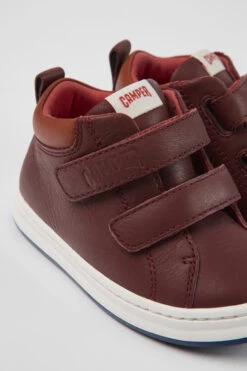 Runner Burgundy Leather Sneakers For Kids